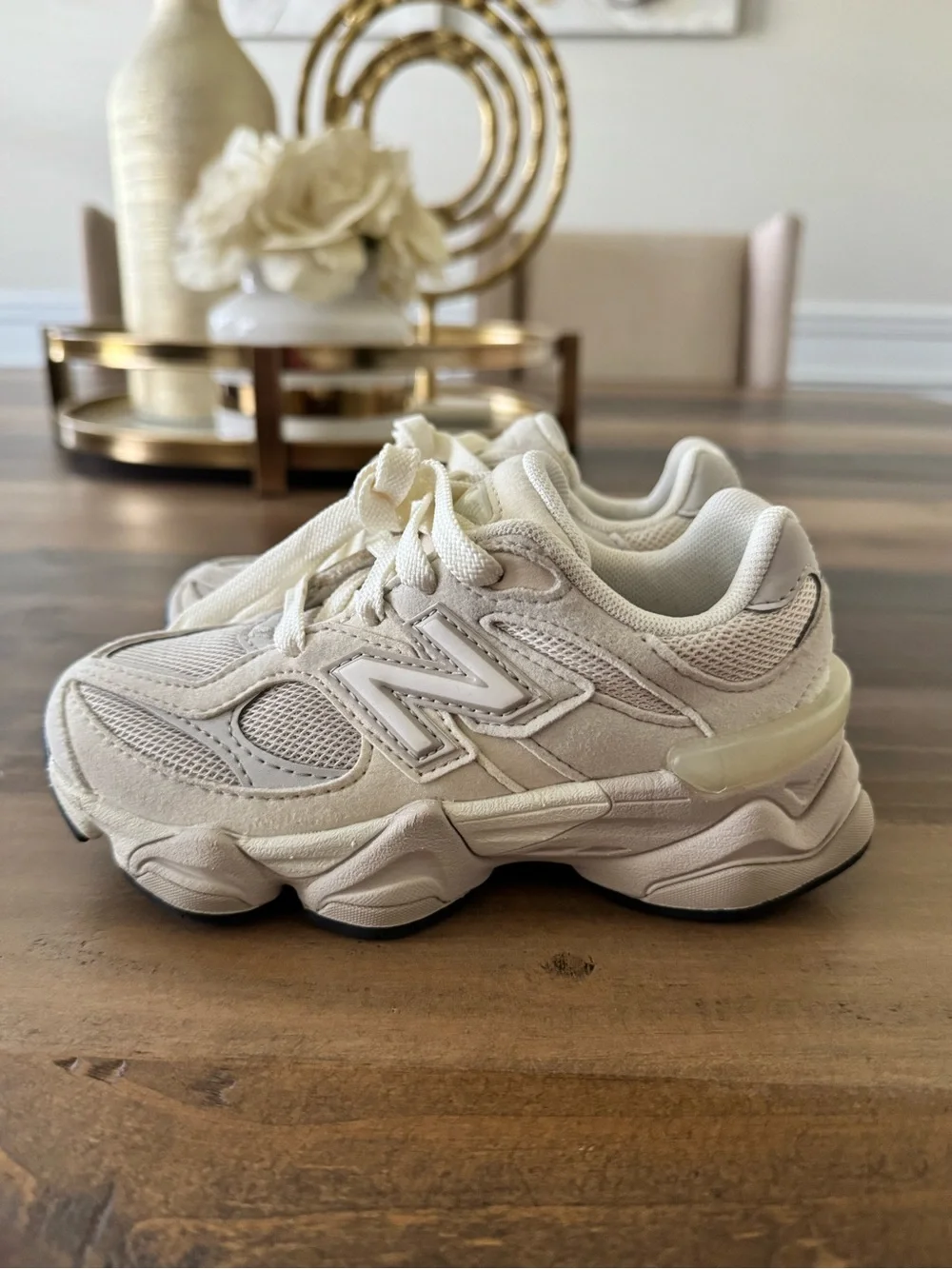 New Balance Toddler Cream/Tan Mesh Suede Chunky Sneaker